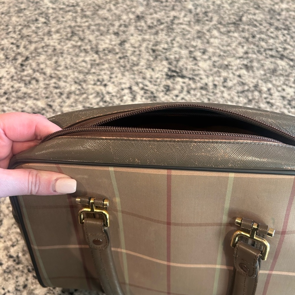Authentic Burberry Plaid Vintage Handbag with Dark Brown Accents - Picture 10 of 13